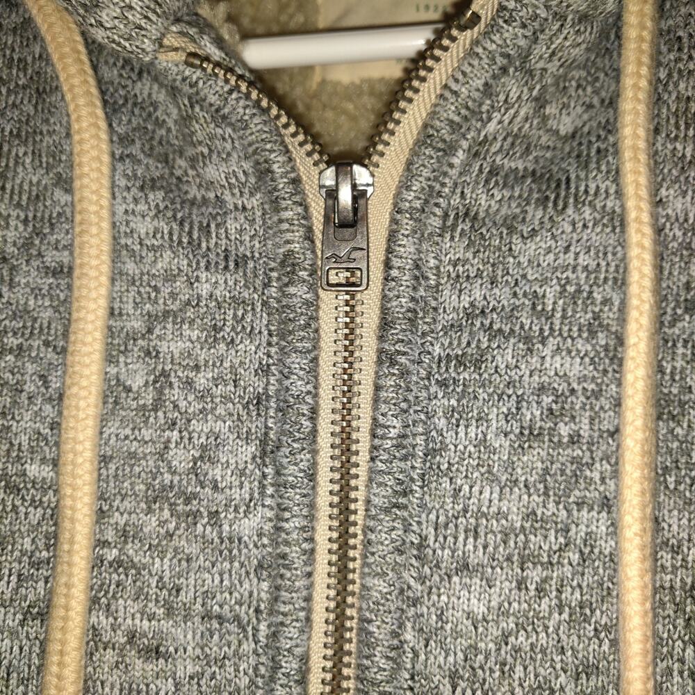 Hollister Sherpa Sweater Gray Hoodie Jacket ADULT L Skater Grunge Unisex - Picture 4 of 16